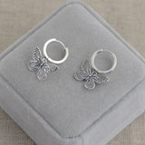 Butterfly Hoop Earrings 925 Silver Original Pure S925 Sterling Silver Earring