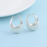U Hoop Earrings 925 Silver Original Pure S925 Sterling Silver Earring