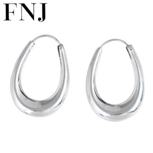 U Shape Hoop Earrings 925 Silver Original Pure S925 Sterling Silver Earring