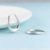 U Shape Hoop Earrings 925 Silver Original Pure S925 Sterling Silver Earring