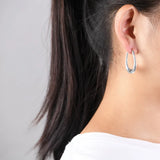 U Shape Hoop Earrings 925 Silver Original Pure S925 Sterling Silver Earring
