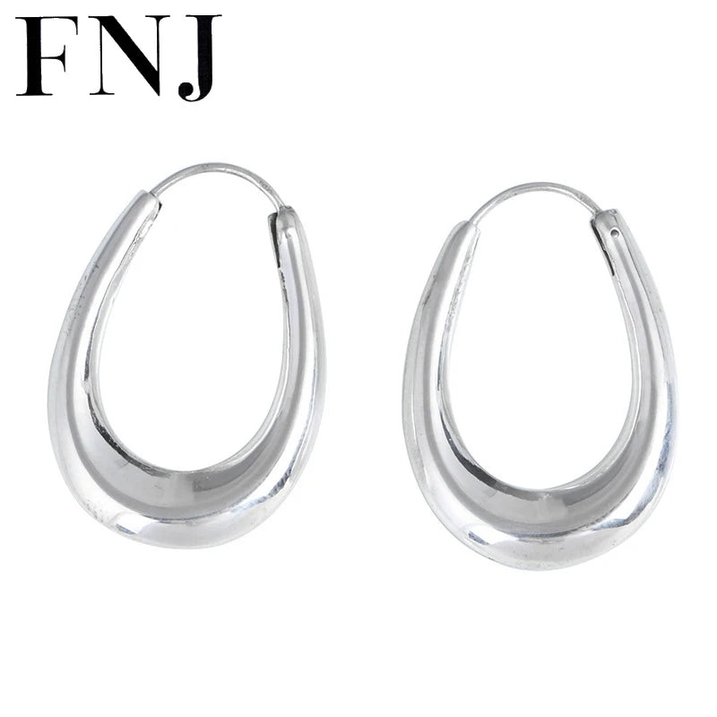 U Shape Hoop Earrings 925 Silver Original Pure S925 Sterling Silver Earring