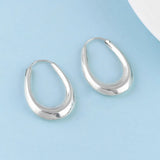 U Shape Hoop Earrings 925 Silver Original Pure S925 Sterling Silver Earring