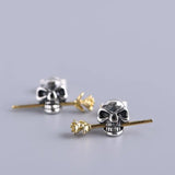 Skull Rose Flower Earrings 925 Silver Stud Earring