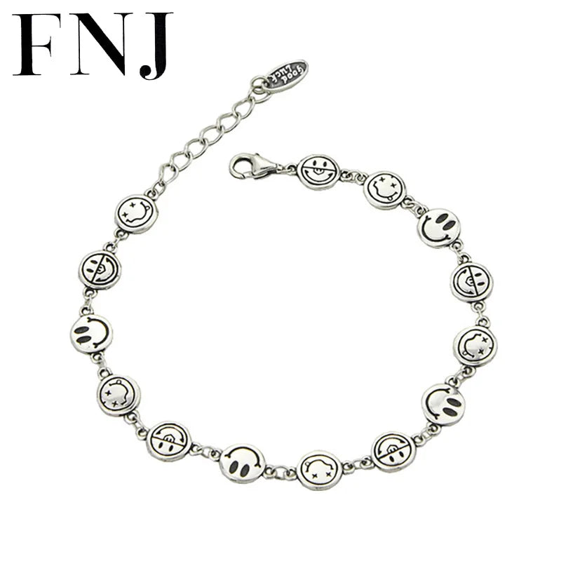 Smile Charm Bracelet 925 Silver Original Pure S925 Silver Bracelets for Women