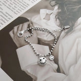 925 Silver Smile Charm Bracelet for Women 20.5cm