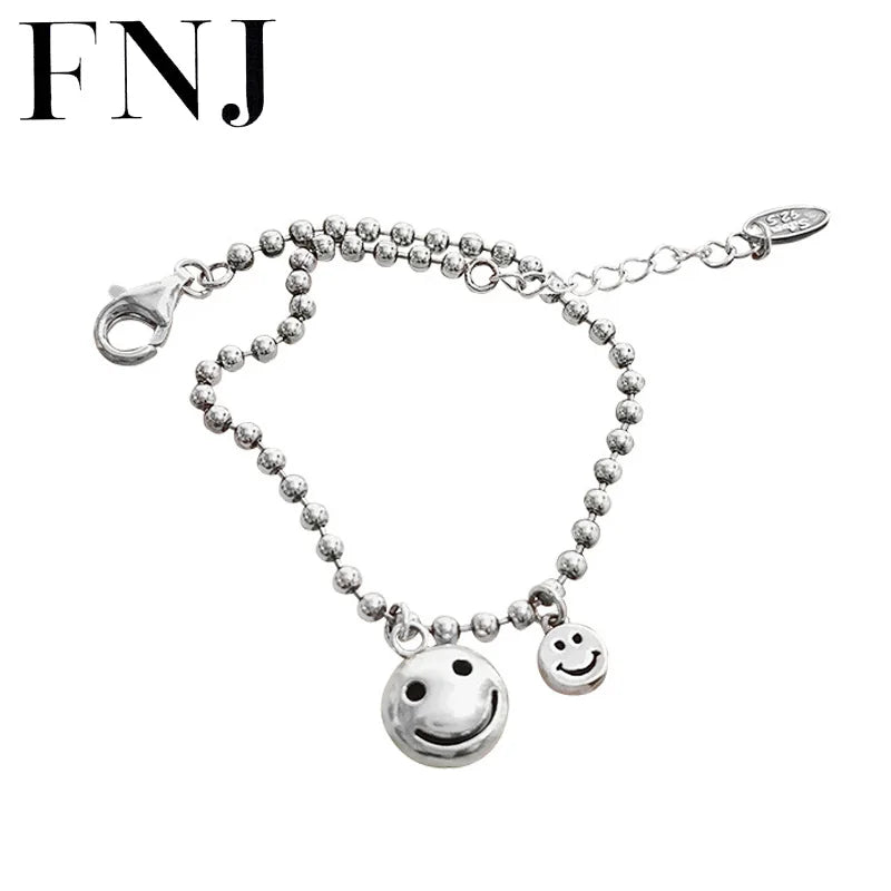 925 Silver Smile Charm Bracelet for Women 20.5cm