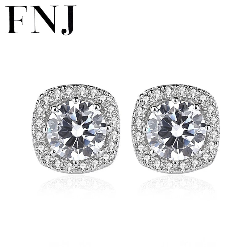 Square Earrings 925 Silver Jewelry S925 Sterling Silver Stud Earring for Women