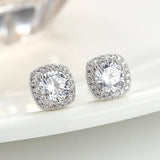 Square Earrings 925 Silver Jewelry S925 Sterling Silver Stud Earring for Women