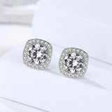 Square Earrings 925 Silver Jewelry S925 Sterling Silver Stud Earring for Women