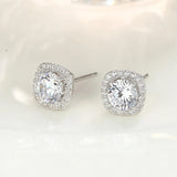 Square Earrings 925 Silver Jewelry S925 Sterling Silver Stud Earring for Women