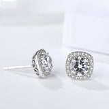 Square Earrings 925 Silver Jewelry S925 Sterling Silver Stud Earring for Women
