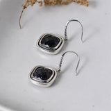 925 Silver Square Earrings for Women Jewelry Stone Shajing