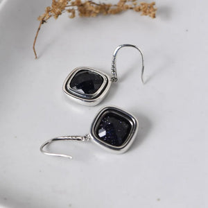925 Silver Square Earrings for Women Jewelry Stone Shajing