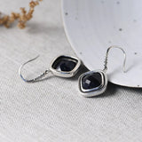 925 Silver Square Earrings for Women Jewelry Stone Shajing