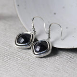 925 Silver Square Earrings for Women Jewelry Stone Shajing