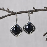 925 Silver Square Earrings for Women Jewelry Stone Shajing