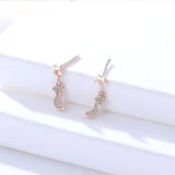 Star Moon Earrings 925 Silver Zircon Studs