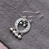 Star Moon Earrings 925 Silver Original Pure S925 Sterling Silver Drop Earring