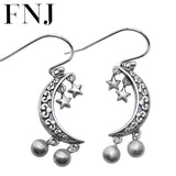 Star Moon Earrings 925 Silver Original Pure S925 Sterling Silver Drop Earring