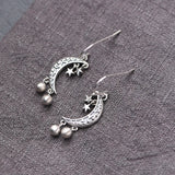 Star Moon Earrings 925 Silver Original Pure S925 Sterling Silver Drop Earring