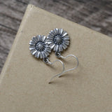 Sun Flower Earrings 925 Silver Drop Earring for Women Jewelry