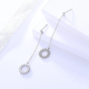 S925 Sterling Silver Tassel Round Earrings Cubic Zircon Hanging