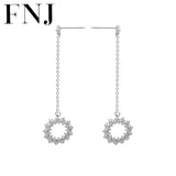 S925 Sterling Silver Tassel Round Earrings Cubic Zircon Hanging