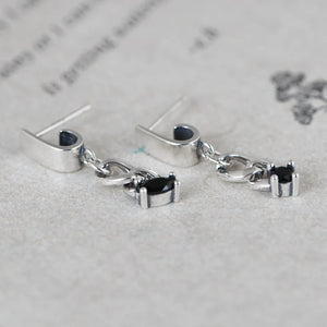 Tassel Stud Earrings 925 Silver Zircon Women Jewelry