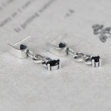 Tassel Stud Earrings 925 Silver Zircon Women Jewelry