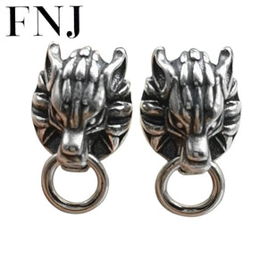 Vintage Lion Earrings 925 Silver Stud Women Jewelry