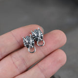 Vintage Lion Earrings 925 Silver Stud Women Jewelry