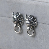 Vintage Lion Earrings 925 Silver Stud Women Jewelry
