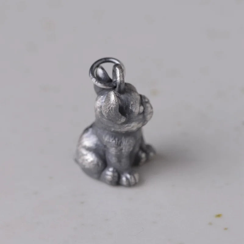 Vintage 990 Silver Dog Pendant for Jewelry Making
