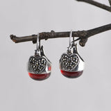 Vintage Earrings 925 Silver Red Cubic Zircon MARCASITE Heart