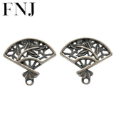 Vintage 925 Silver Fan Earrings Hollow Stud Women Jewelry