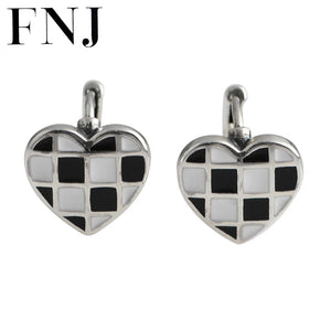 Vintage Heart Hoop Earrings 925 Silver Pure S925 Sterling Silver Earring