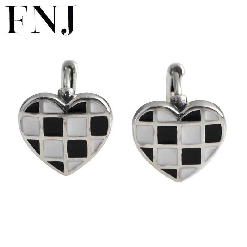 Vintage Heart Hoop Earrings 925 Silver Pure S925 Sterling Silver Earring