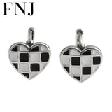 Vintage Heart Hoop Earrings 925 Silver Pure S925 Sterling Silver Earring