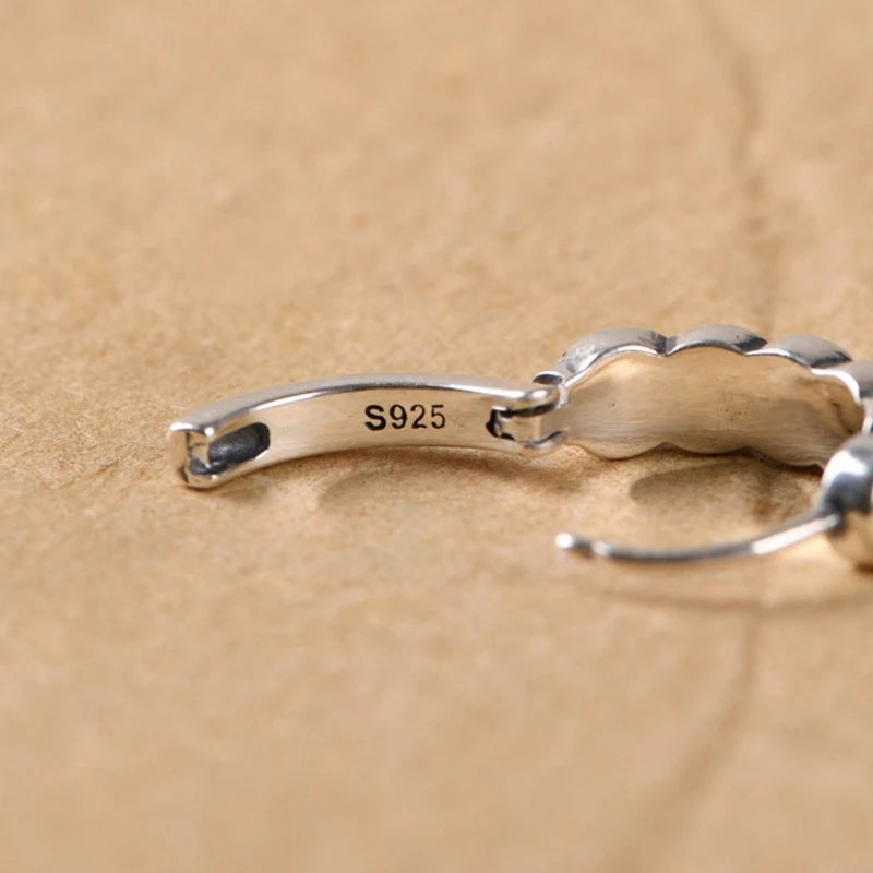Vintage Hoop Earrings 925 Silver Original Pure S925 Sterling Silver Earring