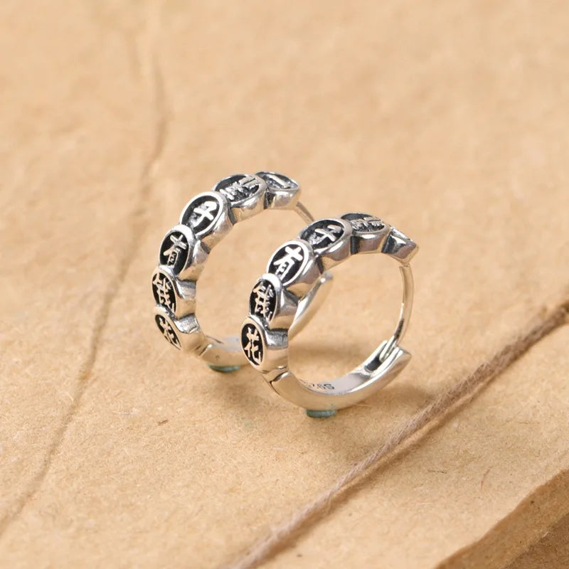 Vintage Hoop Earrings 925 Silver Original Pure S925 Sterling Silver Earring
