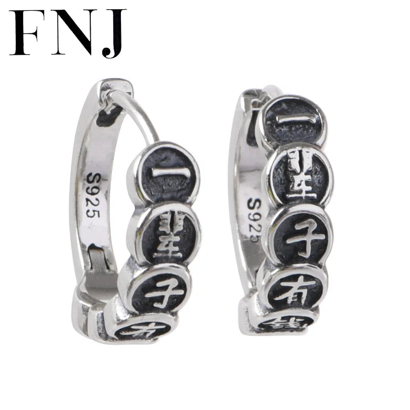 Vintage Hoop Earrings 925 Silver Original Pure S925 Sterling Silver Earring