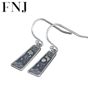 925 Silver Water Ripple Earrings Vintage Drop Earring Women Jewelry