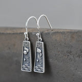 925 Silver Water Ripple Earrings Vintage Drop Earring Women Jewelry