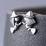 Witch Earrings 925 Silver Sterling Silver Stud Women Jewelry