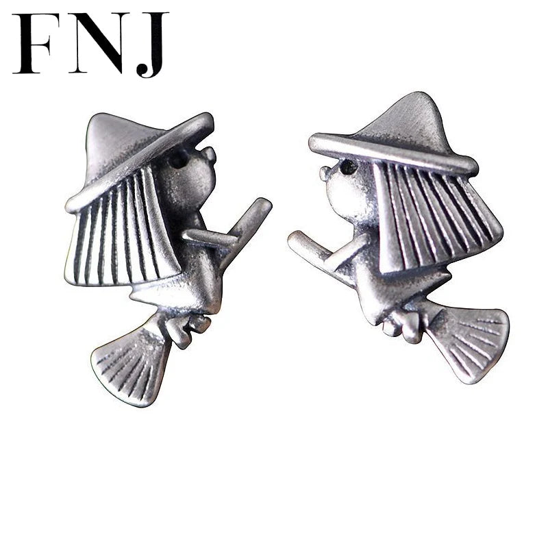 Witch Earrings 925 Silver Sterling Silver Stud Women Jewelry