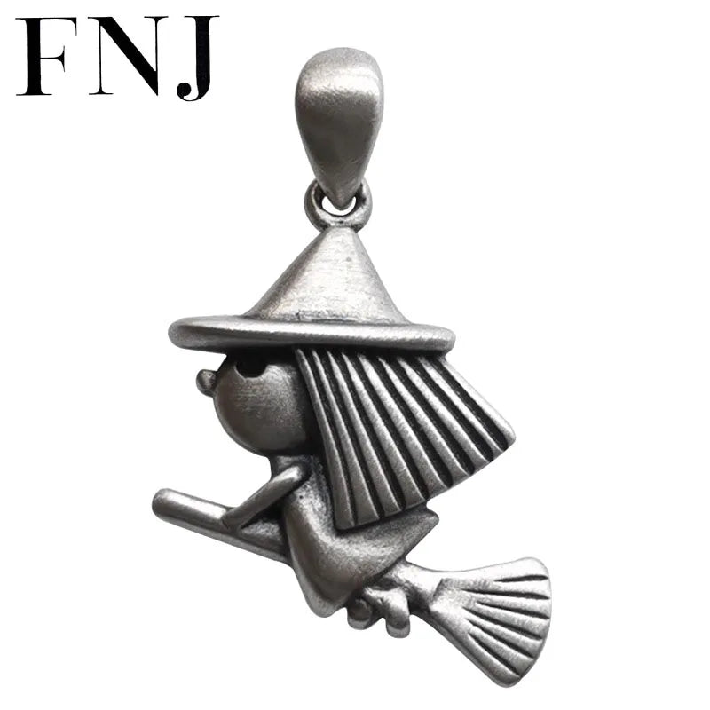 Witch Pendant 925 Silver Pure S925 Silver Pendants for Jewelry Making