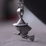 Witch Pendant 925 Silver Pure S925 Silver Pendants for Jewelry Making