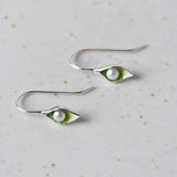 Enamel Flower Earrings 925 Silver Freshwater Pearl Drop Earring