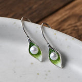 Enamel Flower Earrings 925 Silver Freshwater Pearl Drop Earring